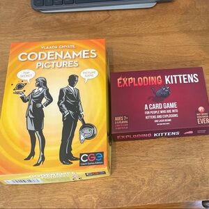 Codenames Pictures and Exploding Kittens Card Games